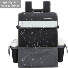 Insulated Food Delivery Backpack 45L with 6 Cup Holders Reflective Straps