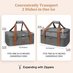 Double Insulated Casserole Carrier Bag — Hot & Cold Food Carry Bag Potluck Pa…