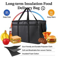 Bodaon 3-Pack Insulated Food Delivery Bag Xxxl Pizza Cooler Bags Rideshare