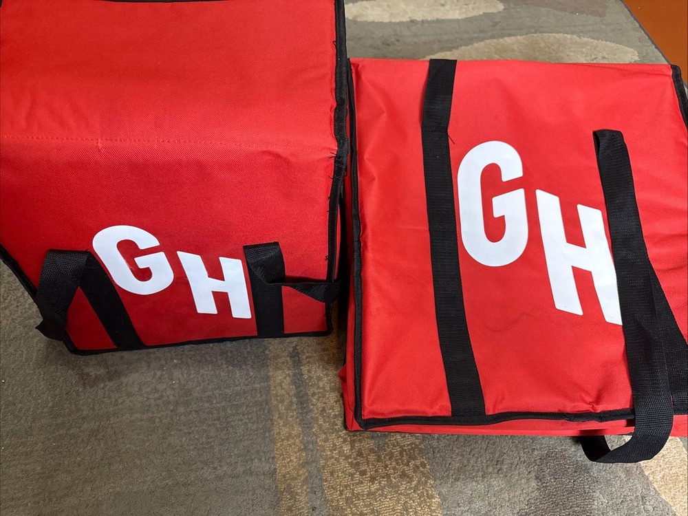 Grub Hub Large Pizza Bag And Large Hot Bag Combo For Food Delivery / Transport
