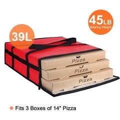 Large Insulated Pizza Delivery Bag W/ Cold Storage Utility Tote 39L Capacity New