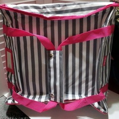 Thirty-One Large Square Insulated Pizza Bag 16.5×16.5 Thermal Carrier Grey Pink