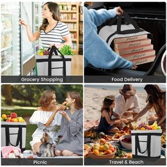 mosago Reusable Grocery Tote Bags, Insulated Cooler Shopping Universal, Gray