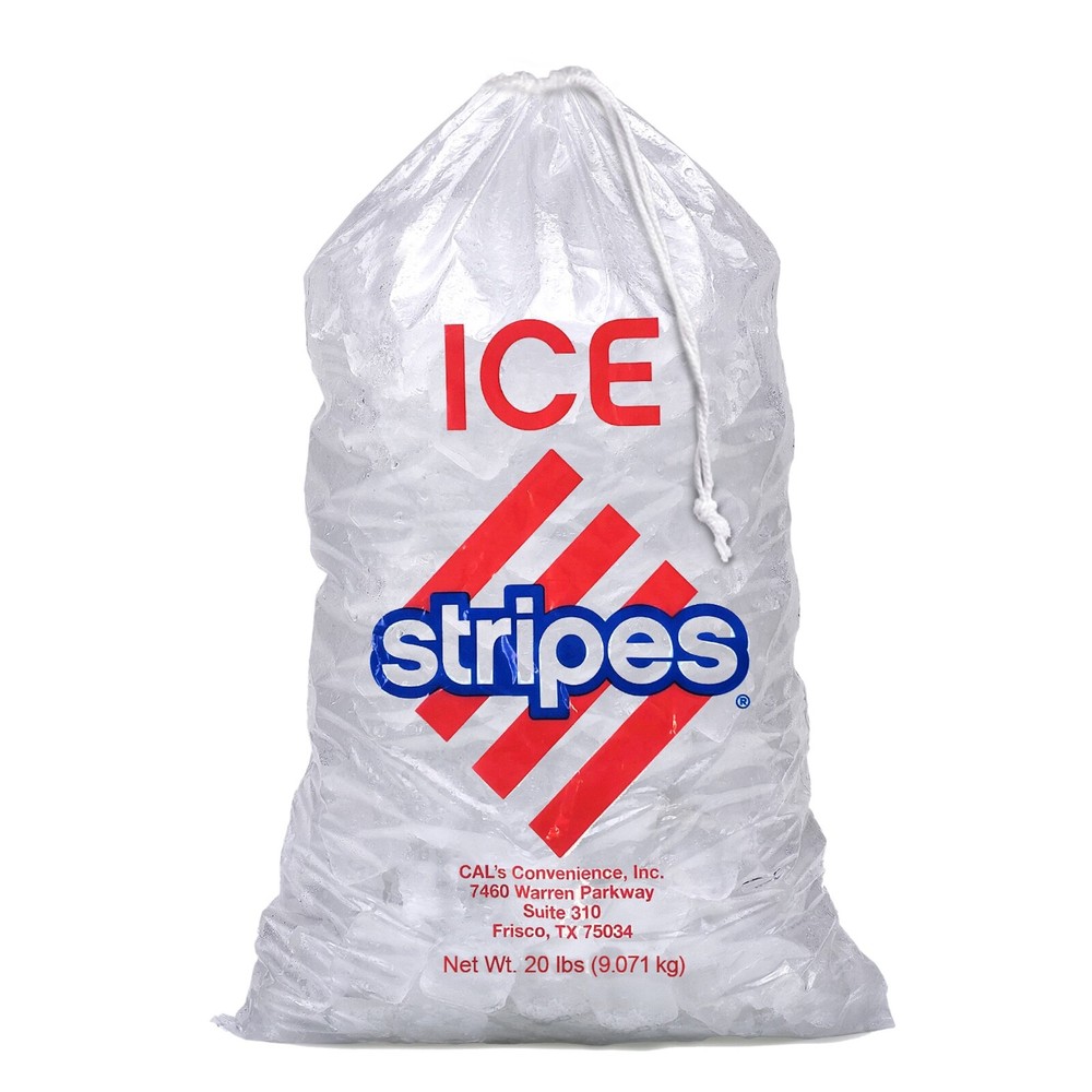 Ice Bags — Drawstring 20 lb — Cal’s Stripes — 250 Bags