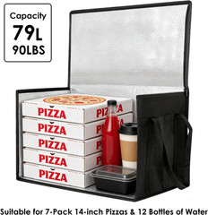 3 Pack XXXL Insulated Food Delivery Bags with Removable Hard Bottom 65lb Load Ca