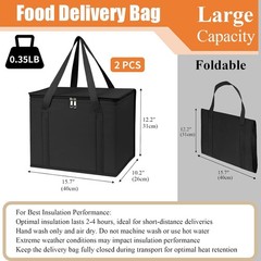 Stylish Black Insulated Delivery Bags — 2 Pack for Groceries & Catering
