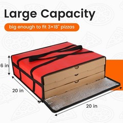 Insulated Pizza Delivery Bag, 20″ x 20″ x 6″ Pizza Warmer Bags for Carry Hot,…