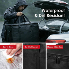 3 Pack XXXL Insulated Food Delivery Bags with Removable Hard Bottom 65lb Load Ca