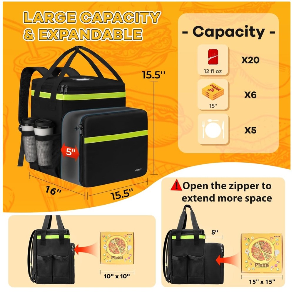 Spacious Food Delivery Backpack with Strong Internal Support
