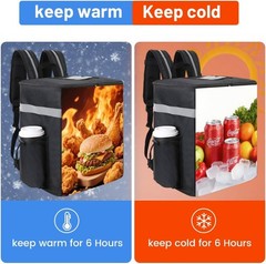 Insulated Food Delivery Backpack with 2 Cup Holder, Cooler Bags for Hot/Cold…