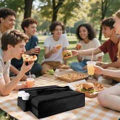 Bodaon Insulated Pizza Delivery Bag with 4 Cup Holders, 24″ x 6″ Pizza Warmer…