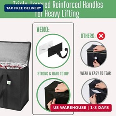 VENO 2 Pack Cooler Bags — Insulated for Food Delivery, Collapsible and Reusable
