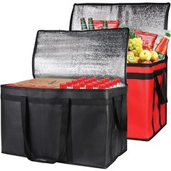 XXX-Large Insulated Food Delivery Bag — 2-Pack — Hot and Cold — Black + Red