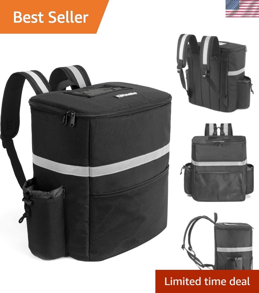 Thermal Insulated Food Delivery Backpack with Cup Holders & Receipt Window