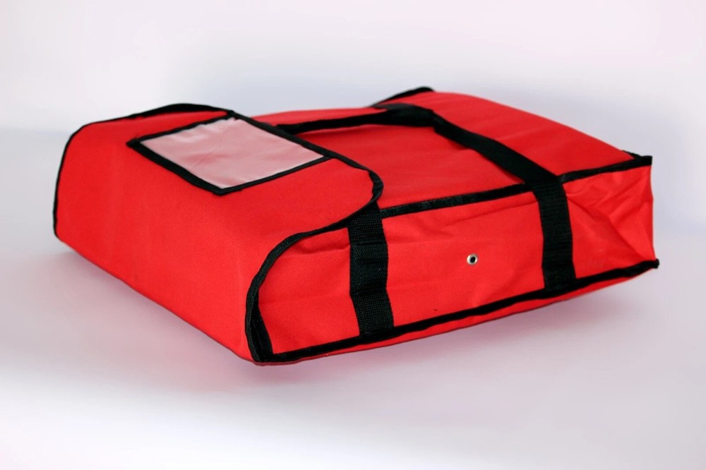  Insulated Pizza Delivery Bag, Red Nylon, 18″ x 18″ x 5″ — Holds up to (2)