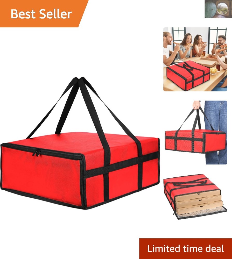 Durable Red Insulated Pizza Carrier Bag — Ideal for Personal & Professional Use
