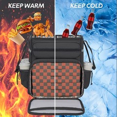 Food Delivery Backpack, Insulated Delivery Bags with 4 Cup Holder Extra Large…