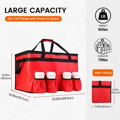 Insulated Food Delivery Bag with 4 Cup Holders, XXX-Large Commercial Grade Insul