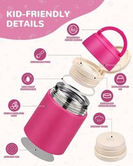 WXXM 10oz Soup Thermo Insulated Food Jar for Kids w/ Spoon Wide Mouth Hot Food