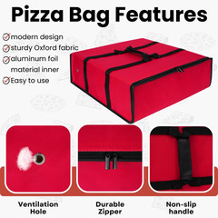 Insulated Pizza Delivery Bag Large Hot Food Bag for Doordash Uber Eats 20X20