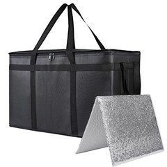 Xiesaip Insulated Food Delivery Bag With Hard Bottom & Bag, Black XXXL