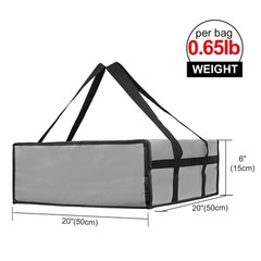 Bodaon Insulated Pizza Bags for Delivery, 20 x 20 x 6 20″ x 20“ x 6″, Grey