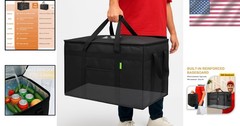 Insulated Grocery Carrier for Pizza & Drinks — XXXL Size with 4+ Hour Retention
