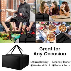 Insulated Pizza Delivery Bag 24″ X 24″ X 14″ Pizza Food Warmer Bag Black