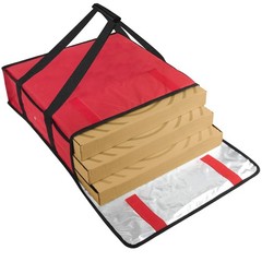 Red Insulated Food Delivery Bag Holds 2 Pizzas 20x20x6 Inch Reusable Carrier