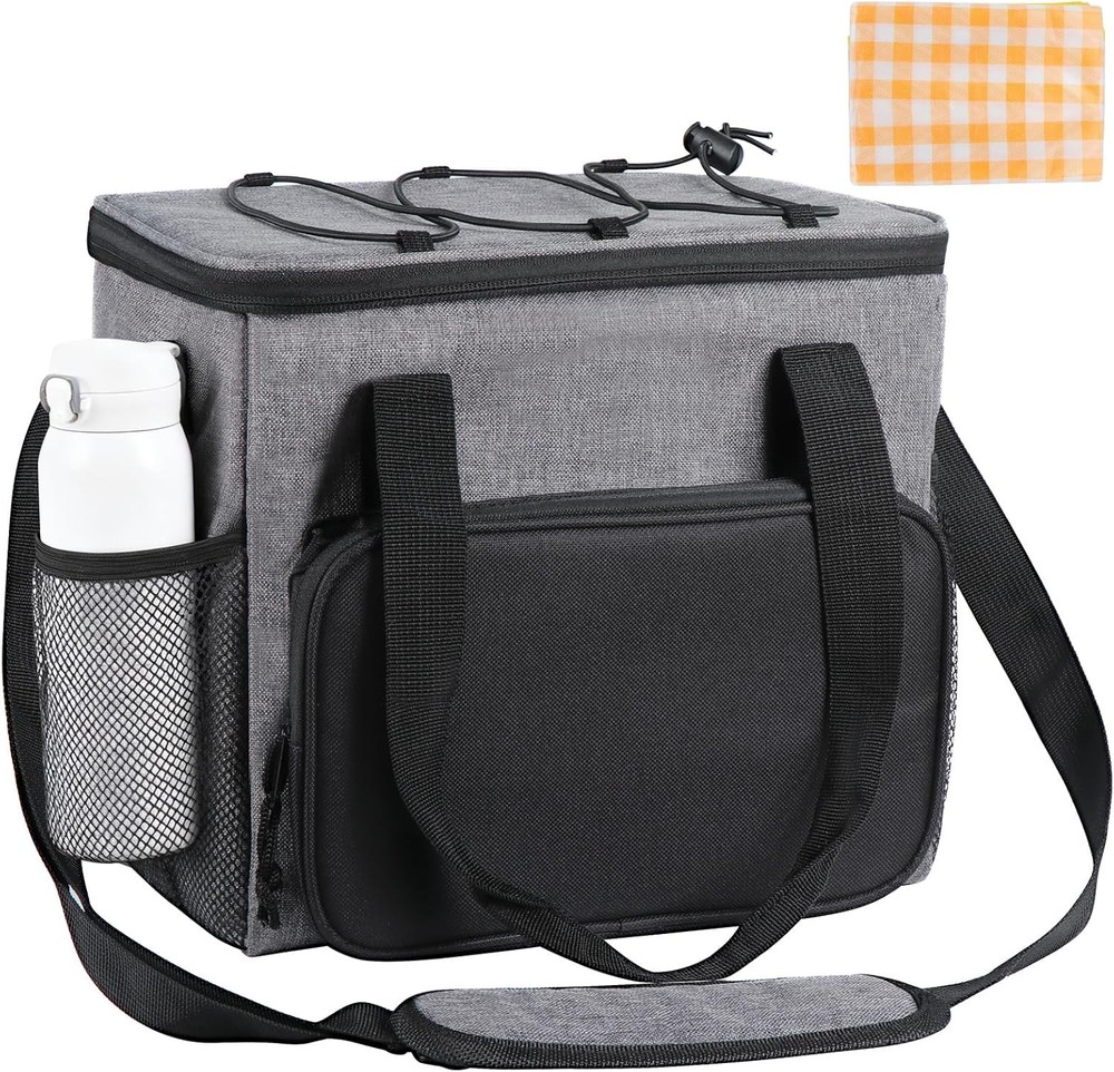 Food Delivery Bag with 78.5 * 78.5 Inch Picnic Blanket for Camping, Picnics