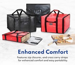 Heavy-Duty Insulated Pizza Bag, 20x20x5 Inch, Black