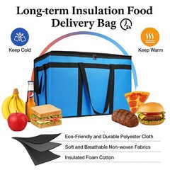 Large 3-Pack Insulated Food Delivery Bag, XXXL Pizza Cooler Bags, Thermal Cold/H