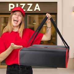 Bodaon Pizza Bags for Delivery, 20″ x x 6″ x x 6″H, Black/Red