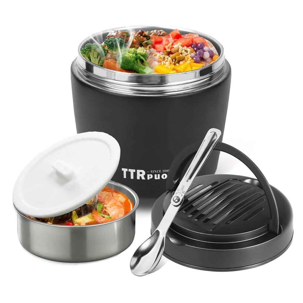 Ttrpuon 40Oz Insulated Lunch Thermo For Adults Stainless Steel Hot Food Jar For