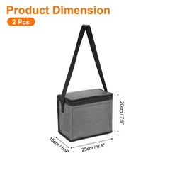 2pcs Insulated Reusable Grocery Bags with Zipper and Handle(Grey,9.8″x5.9″x7.9″)