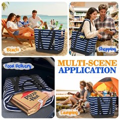 HUANLANG Cooler Bag Insulated for Travel,Large One Size, Dark Blue and White