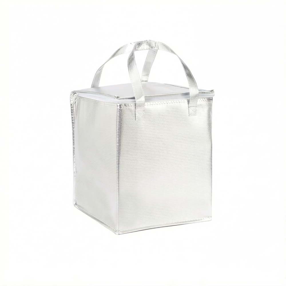 10.2×10.2×12.6″ Reusable Insulated Zipper 10.2×10.2×12.6″, Laser SILVER