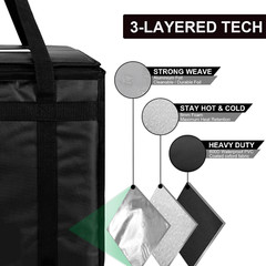 Hot Food Delivery Bag 45L — Insulated Pizza Box, Thermal Bags for Uber Eats