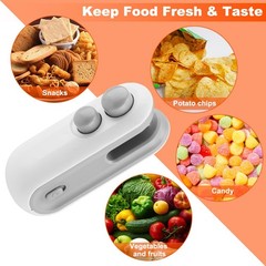 2-in-1 Mini Bag Sealer, Rechargeable Sealer Heat Seal with Cutter, white