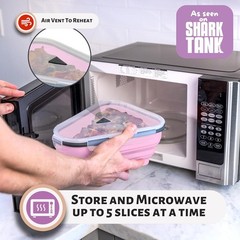 Perfect Reusable Pizza Storage Container with 5 Microwavable Serving Trays NEW