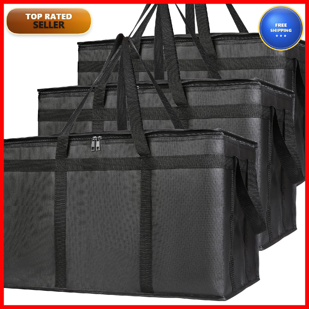 Bodaon 3-Pack Insulated Food Delivery Bag Xxxl Pizza Cooler Bags Rideshare