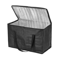 20.1″x10″x13″ Insulated Reusable Grocery Bag Food Delivery Tote Bag, Black