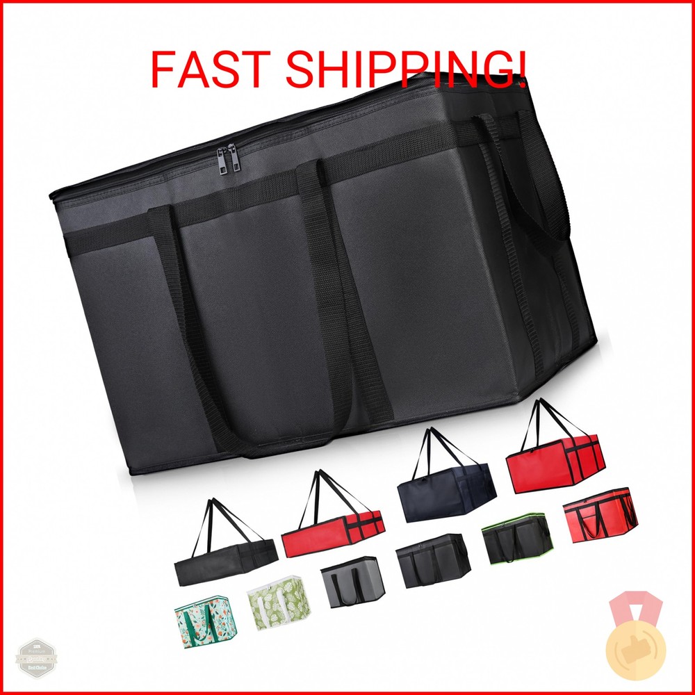 CIVJET Insulated Food Delivery Bag, XXXL Insulated Reusable Grocery Cooler/Hot B