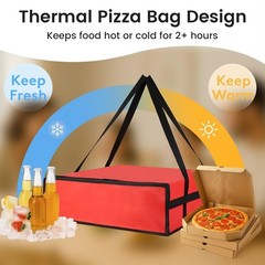 Insulated Pizza Delivery Bag, 20″ x 20″ x 6″ Pizza Warmer Bags for Carry Hot,…