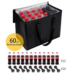 2 pack Additional Bottom Plate Black Insulated Grocery shopping bag