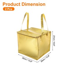 Insulated Reusable Grocery Bags with Zipper and Handle (Gold, 11.8″x11.8″x10.6″)