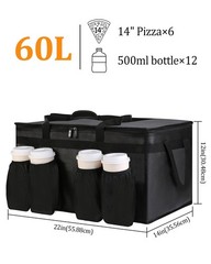 Bodaon Insulated Grocery Bags with 4 Cup Holders XX-Large(60L), Black