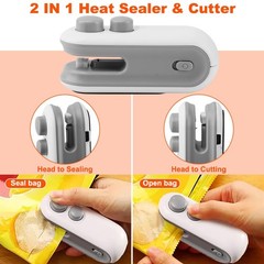2-in-1 Mini Bag Sealer, Rechargeable Sealer Heat Seal with Cutter, white