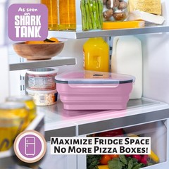 Perfect Reusable Pizza Storage Container with 5 Microwavable Serving Trays NEW
