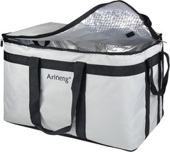 Insulated Food Delivery Bag for Hot & Cold Meals — 23x14x15 Inches, Grey